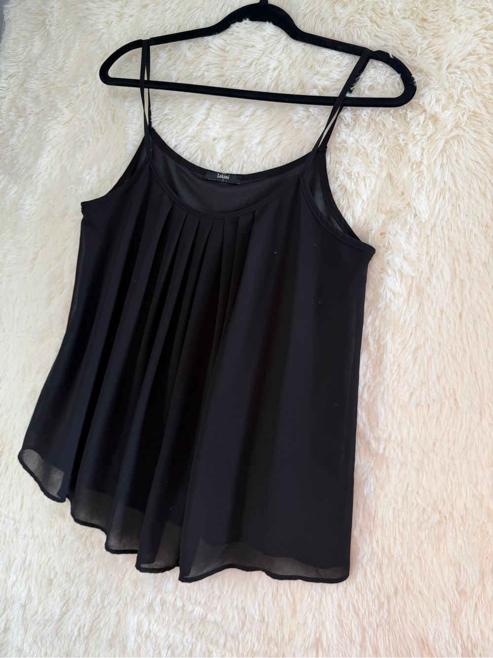 Laksmi Womens Fairy Grunge Pleated Front Cami Size L Black Whimsigoth Chiffon